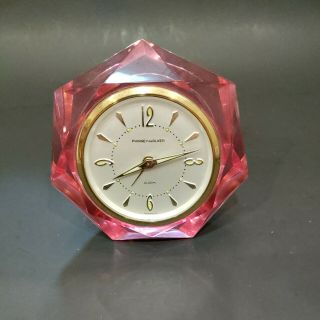 Vtg Phinney Walker Lucite Pink Diamond Shaped Alarm Clock Sometimes