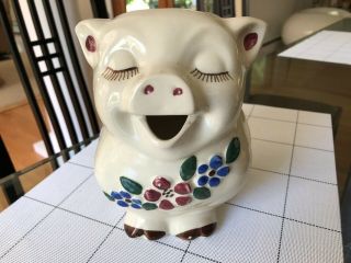 Vintage Shawnee Pottery Patented Usa Smiley Pig Large Milk/water Pitcher