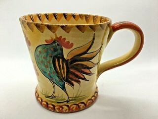 Vintage 8 Horchow Hand Painted Rooster Ceramic Coffee Tea Cup Mug Made In Italy