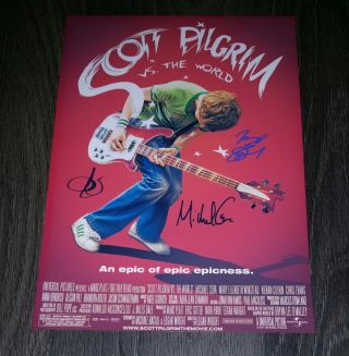Scott Pilgrim Vs The World Pp Signed 12 " X8 " Poster Michael Cera Winstead N2
