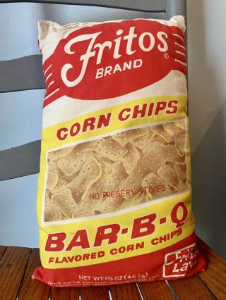 Vintage Fritos Brand Bar - B - Q Flavored Corn Chips Pillow,  17x10.