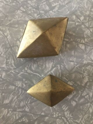 Vintage Pair Solid Brass Trinket Boxes,  Diamond Jewelry Change Atomic Vintage