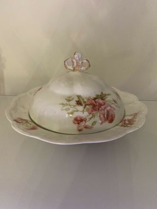 Limoges France Domed Covered Butter Cheese Dish W/under Plate/strainer