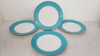 4x Kate Spade For Lenox Rutherford Circle Turquoise 11 " Dinner Plates