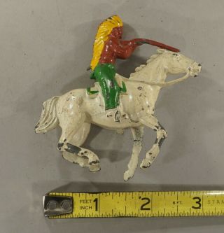 Vintage Lead Toy Native American Indian On Horse Figure (inv.  No.  078)