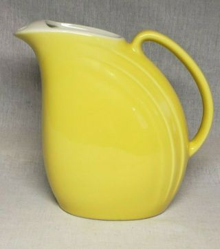 Vintage Mid - Century Modern Hall Pottery Yellow Nora Pitcher Ice Lip 8 1/2 "