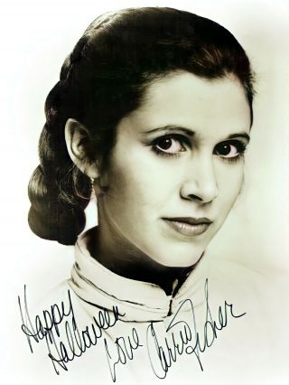 Carrie Fisher Signed Art Photo.  8 X 6 Inches.