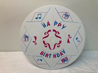 Vintage 11 " Musical Revolving Cake Stand Plays Happy Birthday Great Graphics