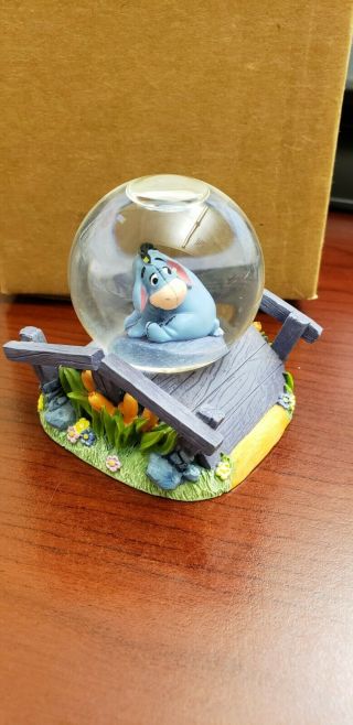 Vintage Disney Store 2.  5 " Eeyore Mini Snow / Water Globe Winnie The Pooh Toy