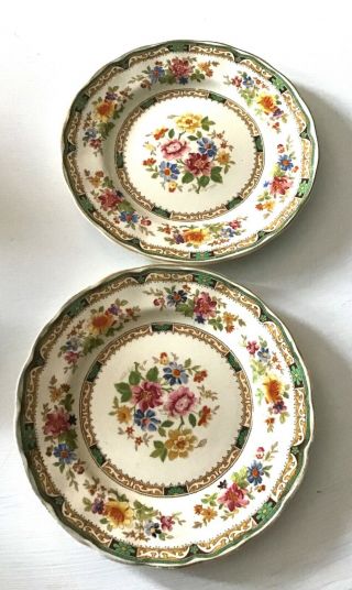 Vintage Grindley England Creampetal Chelsea Bouquet Salad Plates 8” Diameter Two