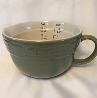 Sage Green Longaberger Pottery Woven Traditions 3 Cup Measuring Cup Batter Bowl