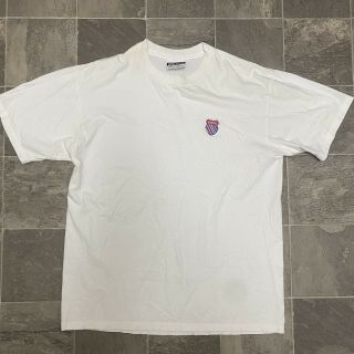 Men’s Vintage 90s K Swiss Classics Big Logo T Shirt Sz L White Blue Usa Made