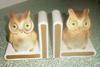 Vintage Lefton Owl Bookends 1683 Made In Japan