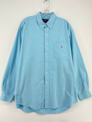 Vintage Ralph Lauren Blake Oxford Blue Button Down Long Sleeve Shirt Men 