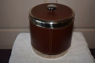 Vintage Leather Wrapped Hampton @ Home Stainless Steel Ice Bucket