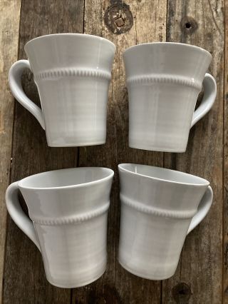 Pottery Barn Gabrielle Stoneware Off White Coffee Mugs - Set Of 4 - Portugal Euc