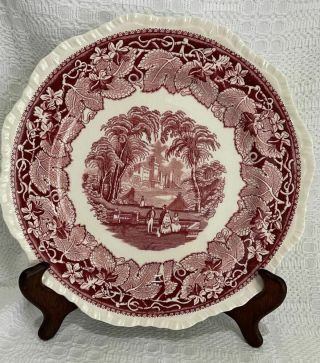 Antique Mason’s Vista Pink Large Dinner Plates (2)