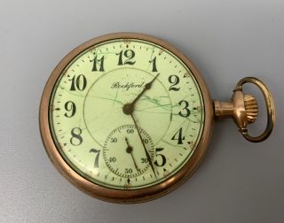 Antique Rockford Pocket Watch Gold Filled Gr.  572,  16s,  17j Open Face C.  1910