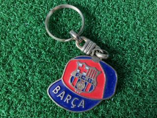 Vintage Fc Barcelona Keychain Keyring Football Cap Collectible