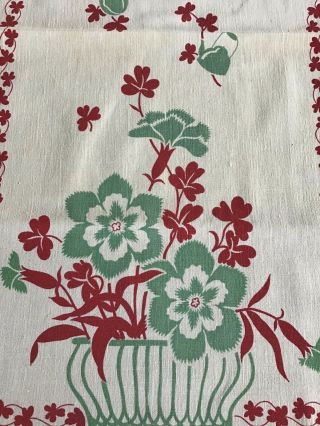 2 Vintage 40’s Red & Green / Floral Pots & Pans / Stripe - Kitchen / Tea Towels 3
