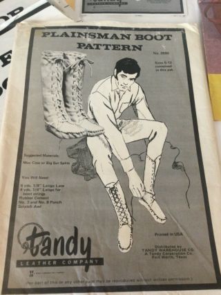 Vintage Tandy Leather Patterns - Plainsman Boot 2690,  2 Handbags & Belt 2697