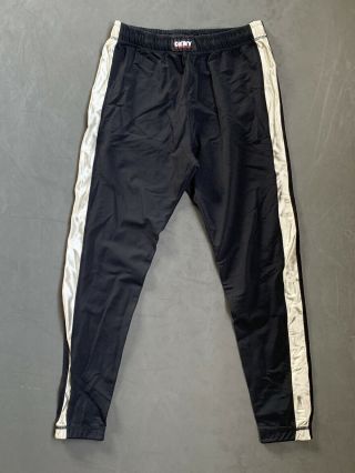 Dkny Athletic Vintage Stretch Running Pants W/ Metallic Racing Stripe Medium