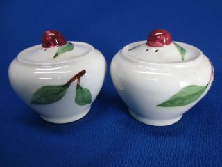 California Pottery Mid Century Orchard Ware Salt & Pepper Cherry Leaves & Cherry