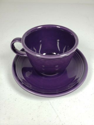 Fiestaware Purple Tea Coffee Mug Cup Saucer Plate Fiesta 3”