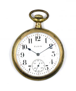 Vintage Elgin 313 Model 7 Open Face Pocket Watch 15 Jewel 16s Gold Filled C1926