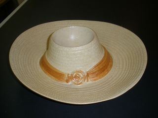 Vintage Treasure Craft Pottery Cowboy Hat Sombrero Straw Chip Dip Bowl