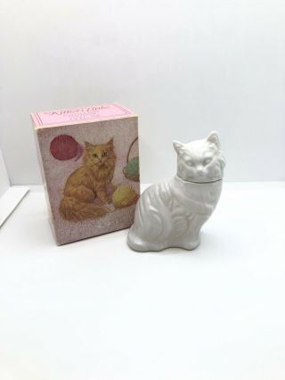 Avon Vintage Collectible Perfume Bottle Kitten Little White Glass Cat