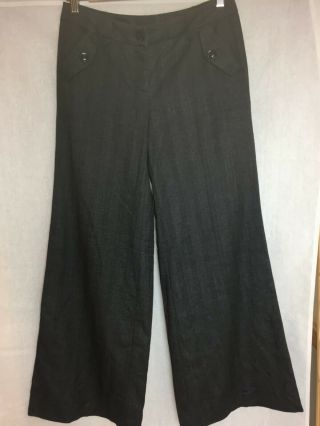 Vintage Style Grey Oxford Bags Trousers Herringbone Tweed Goodwood Size 8 S