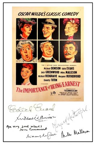The Importance Of Being Earnest - Cast Signed (pre Printed) A4 Poster