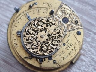 Antique Fusee Verge 1812 Pocket Watch Movement Very Old