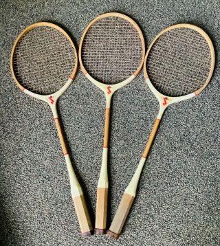 Vintage Combat Badminton Racquets By Sportcraft Set Of 3 Rackets