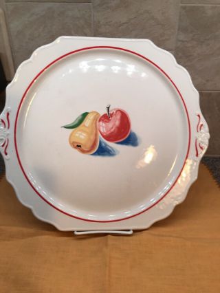 Vintage Harker Apple & Pear Pattern 12” X 11” Cake Plate