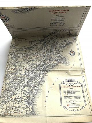 Vintage 1936 SOCONY - VACUUM Tour Service Road Map YORK State 3