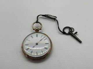 Antique Vintage Ladies Pocket Watch Key Wind Sterling Silver & Gold Plated