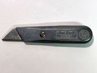 Vintage Red Devil Uk - 55 Metal Box Cutter Fixed Blade Utility Knife Tool