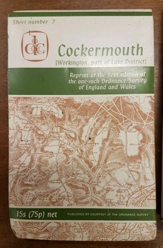 Vintage David & Charles Reprint Of 1st Edition One - Inch Os Map,  7 Cockermouth