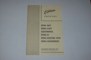 Vintage Price List For Edixa Cameras And Accessories -