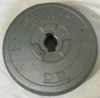 Vintage Challenger 8.  8 Lbs 4 Kilos Orbatron Weight Disk Fitness Barbell Gray