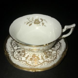 Royal Cauldon King’s Plate Tea Cup And Saucer Set Gold Grape Leaves