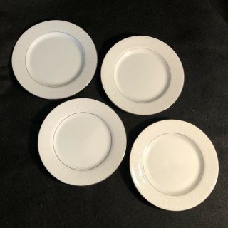 Set Of 4 Crown Victoria " Lovelace " Bread And Butter Dessert Plates Platinum Rim