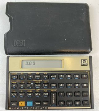 Vintage Hp 12c Financial Calculator Hewlett Packard Usa W/ Leather Sleeve