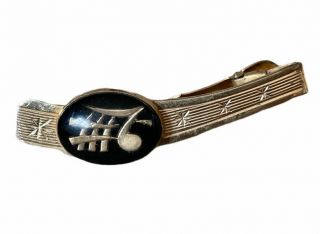 Vintage Anson Tie Clip Clasp Bar 1960’s Gold Tone Musical Note Musician Jazz