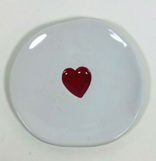 Williams Sonoma 6.  25 " White W/ Red Heart Valentine Dessert Plate Saucer