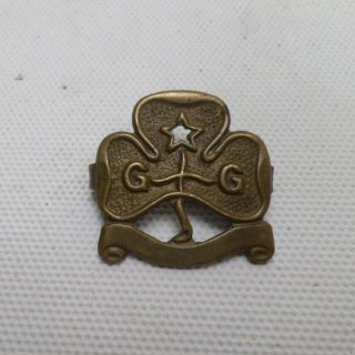 Vintage Girl Guides Metal Trefoil Promise Pin Badge W Uk P,  P
