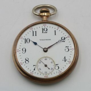 Antique Waltham 7 Jewel Model 1908 Grade 10 Open Faced Pocket Watch Nr 239 - 1