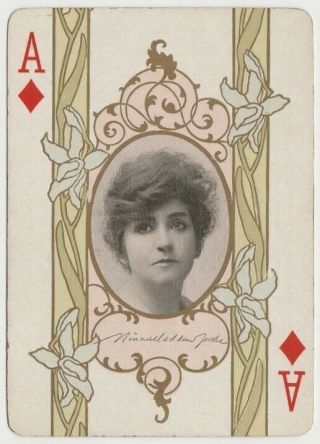 Minnie Maddern Fiske Vintage 1908 The Stage 65x Playing Card - Theatre Actress Ad